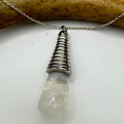 Vintage White Fire Floating Opal Necklace Sterling Silver
