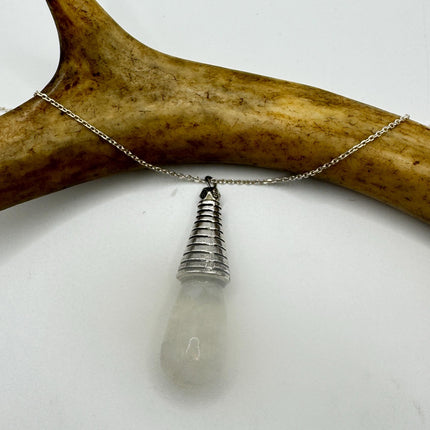 Vintage White Fire Floating Opal Necklace Sterling Silver