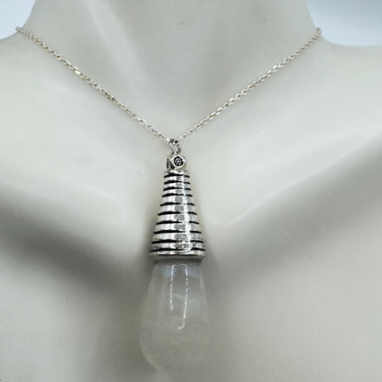Vintage White Fire Floating Opal Necklace Sterling Silver