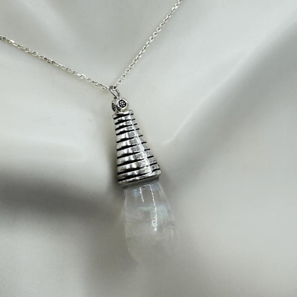 Vintage White Fire Floating Opal Necklace Sterling Silver
