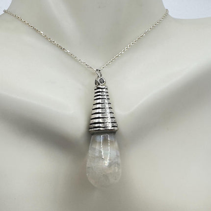 Vintage White Fire Floating Opal Necklace Sterling Silver