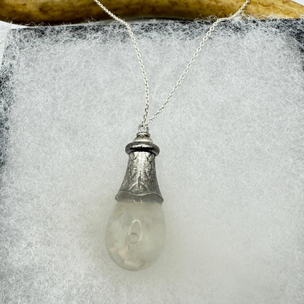 Vintage White Fire Floating Opal Necklace Sterling Silver