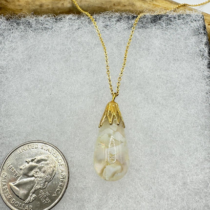 Vintage White Fire Floating Opal Necklace Gold Filled