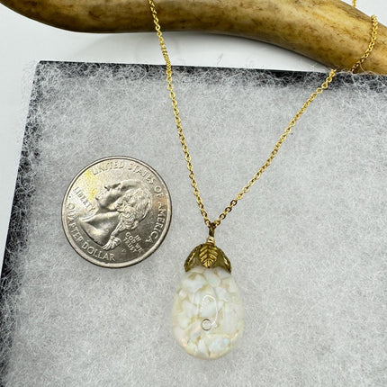 Vintage White Fire Floating Opal Necklace Gold Filled