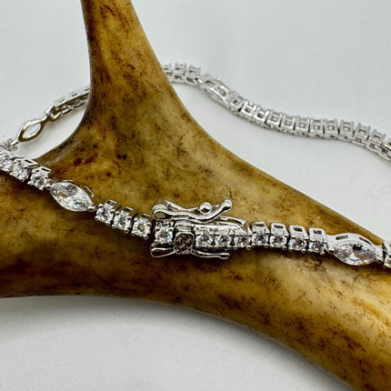 Vintage Tennis Bracelet | Crystal Diamond Cubic Zirconia | 925 Sterling Silver