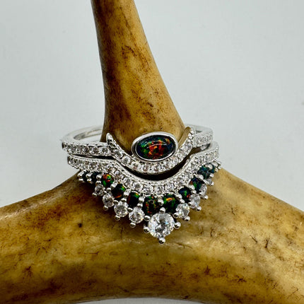 Vintage Blue Fire Opal Sterling Silver Ring: Promise, Wedding, Stacking