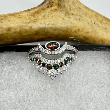 Vintage Blue Fire Opal Sterling Silver Ring: Promise, Wedding, Stacking