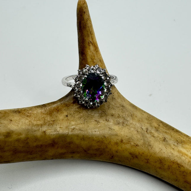 Vintage Mystic Blue Topaz Ring: Sterling Silver Engagement Promise