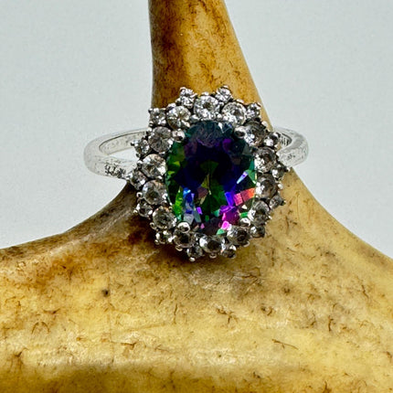 Vintage Mystic Blue Topaz Ring: Sterling Silver Engagement Promise
