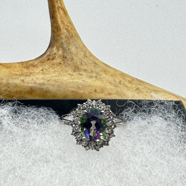 Vintage Mystic Blue Topaz Ring: Sterling Silver Engagement Promise