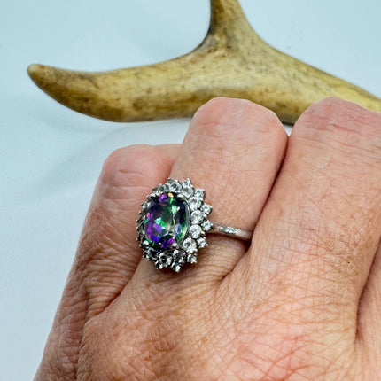 Vintage Mystic Blue Topaz Ring: Sterling Silver Engagement Promise