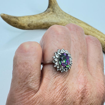 Vintage Mystic Blue Topaz Ring: Sterling Silver Engagement Promise