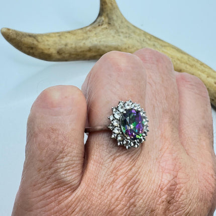 Vintage Mystic Blue Topaz Ring: Sterling Silver Engagement Promise
