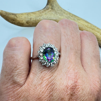 Vintage Mystic Blue Topaz Ring: Sterling Silver Engagement Promise