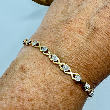 Vintage Gold Tennis Bracelet: Diamond Chip Infinity, Sterling Silver
