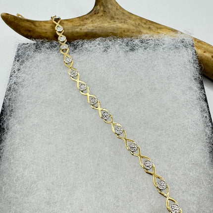 Vintage Gold Tennis Bracelet: Diamond Chip Infinity, Sterling Silver