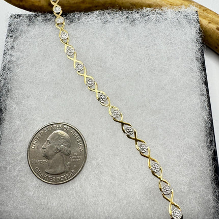 Vintage Gold Tennis Bracelet: Diamond Chip Infinity, Sterling Silver
