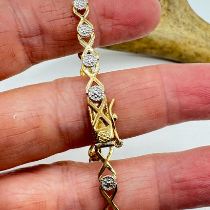 Vintage Gold Tennis Bracelet: Diamond Chip Infinity, Sterling Silver