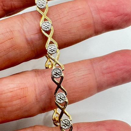 Vintage Gold Tennis Bracelet: Diamond Chip Infinity, Sterling Silver