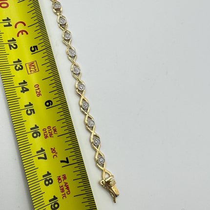 Vintage Gold Tennis Bracelet: Diamond Chip Infinity, Sterling Silver