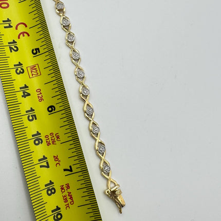 Vintage Gold Tennis Bracelet: Diamond Chip Infinity, Sterling Silver