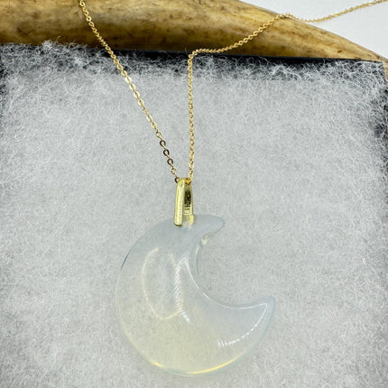 Vintage Gold Moon Pendant Necklace Blue White Opal Glass Multiple Chain Lengths