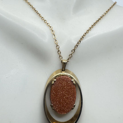 Vintage Goldstone Necklace: Dainty Gold Filled Chain