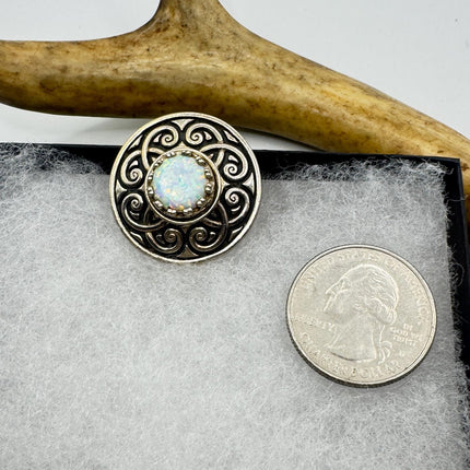 Vintage White Fire Opal 925 Sterling Silver Statement Ring