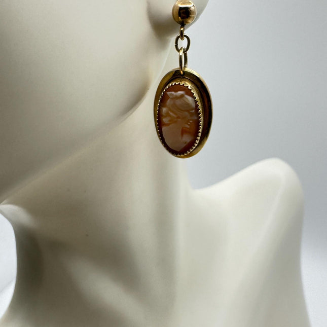 Vintage GF Cameo Earrings - Delicate Gold Design for Everyday Wear