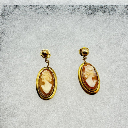 Vintage GF Cameo Earrings - Delicate Gold Design for Everyday Wear
