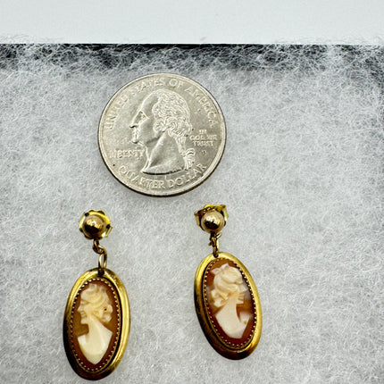 Vintage GF Cameo Earrings - Delicate Gold Design for Everyday Wear