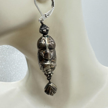 Vintage Silver Frog Earrings 925 Sterling Silver Liver Backs