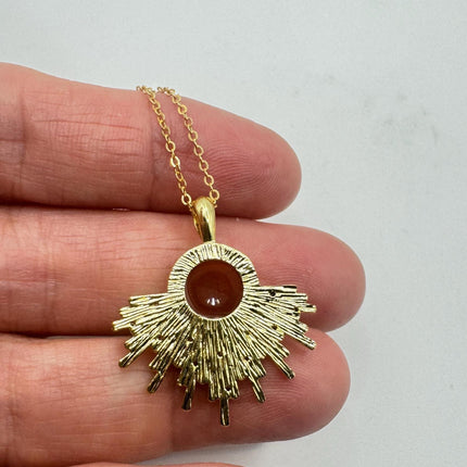 Vintage Gold Filled with Red Carnelian Layerable Lengths Pendant Necklace