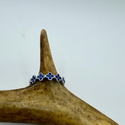 Vintage Blue Iolite Promise Ring Wedding Band 925 Sterling Silver