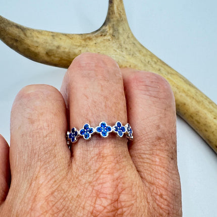 Vintage Blue Iolite Promise Ring Wedding Band 925 Sterling Silver