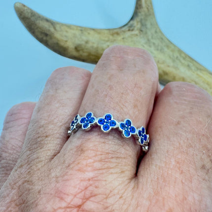 Vintage Blue Iolite Promise Ring Wedding Band 925 Sterling Silver