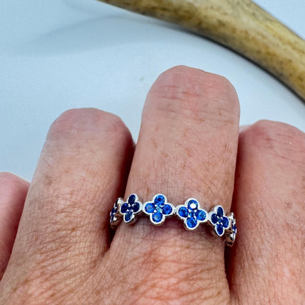 Vintage Blue Iolite Promise Ring Wedding Band 925 Sterling Silver
