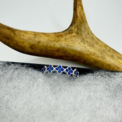Vintage Blue Iolite Promise Ring Wedding Band 925 Sterling Silver