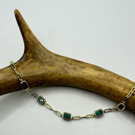 Vintage Green Chrome Diopside Golden 925 Sterling Silver Bracelet
