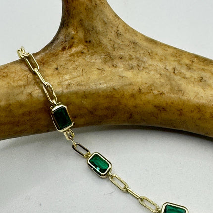 Vintage Green Chrome Diopside Golden 925 Sterling Silver Bracelet