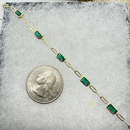 Vintage Green Chrome Diopside Golden 925 Sterling Silver Bracelet