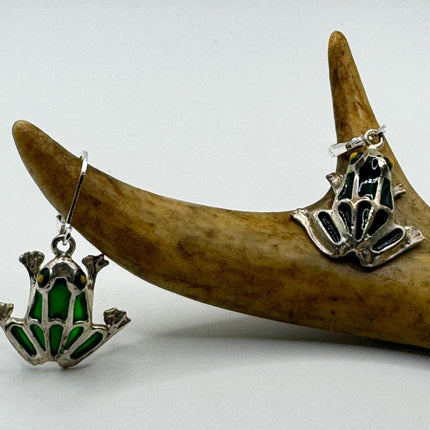 Vintage Silver Frog Earrings 925 Sterling Silver Liver Backs