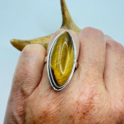 Vintage Chunky Tigers Eye Cocktail Ring - Statement Band