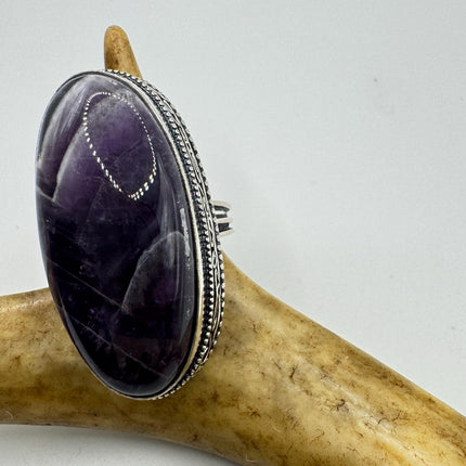 Vintage Purple Amethyst Cocktail Ring Silver Statement Ring