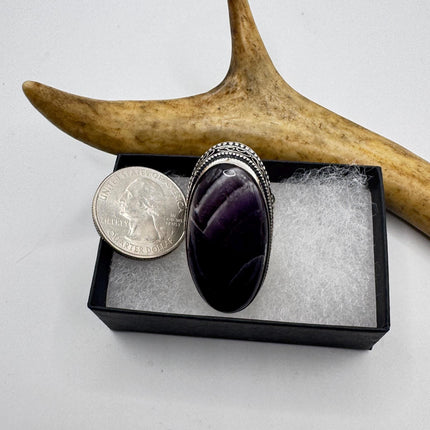 Vintage Purple Amethyst Cocktail Ring Silver Statement Ring