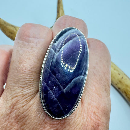 Vintage Purple Amethyst Cocktail Ring Silver Statement Ring