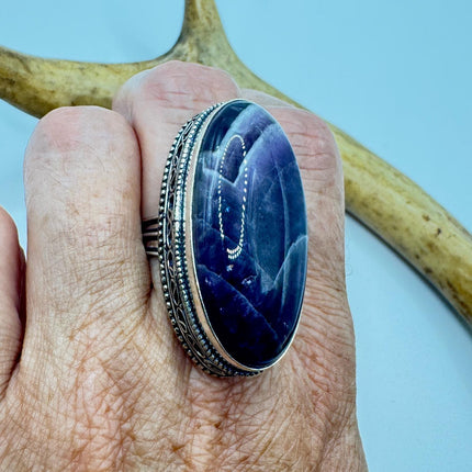 Vintage Purple Amethyst Cocktail Ring Silver Statement Ring