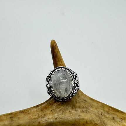 Vintage Rainbow Moonstone Ring Chunky Boho
