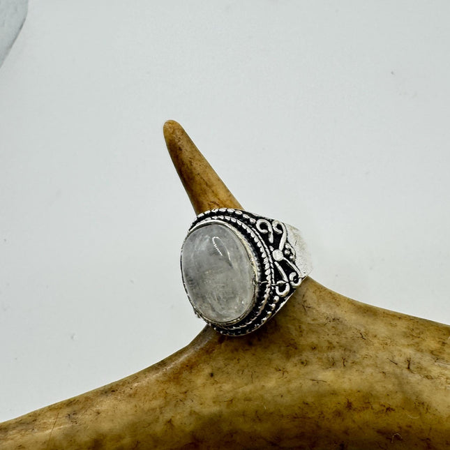 Vintage Rainbow Moonstone Ring Chunky Boho