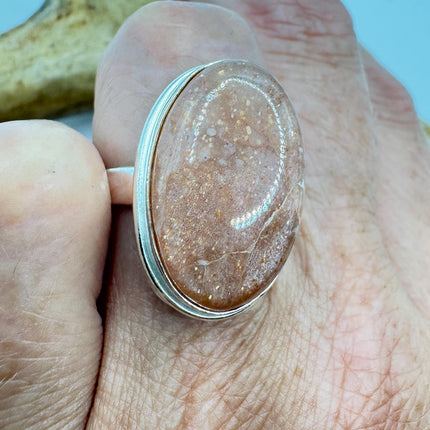 Vintage Orange Sunstone Crystal Statement Ring